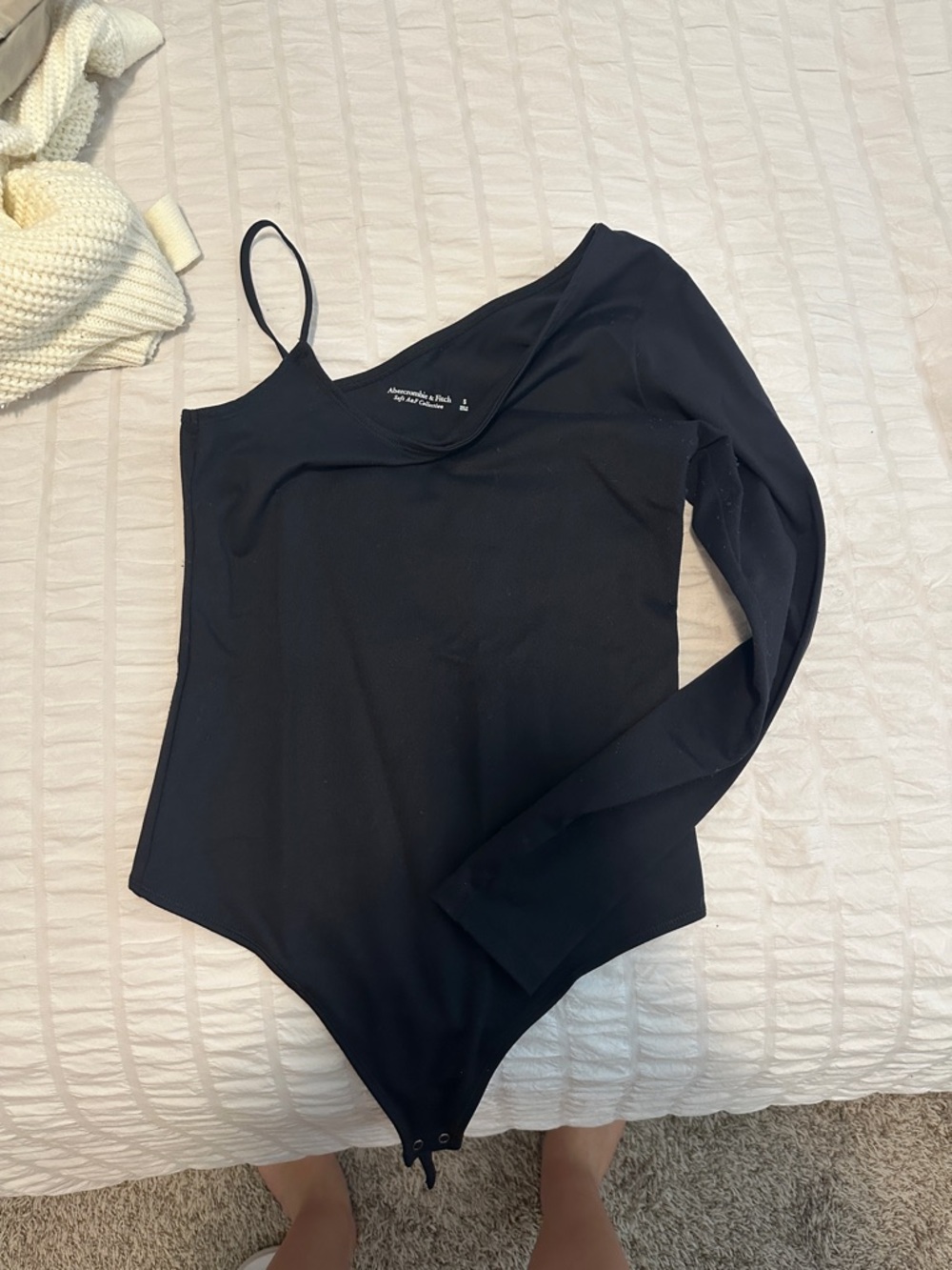 Abercrombie One-Shoulder Black Bodysuit